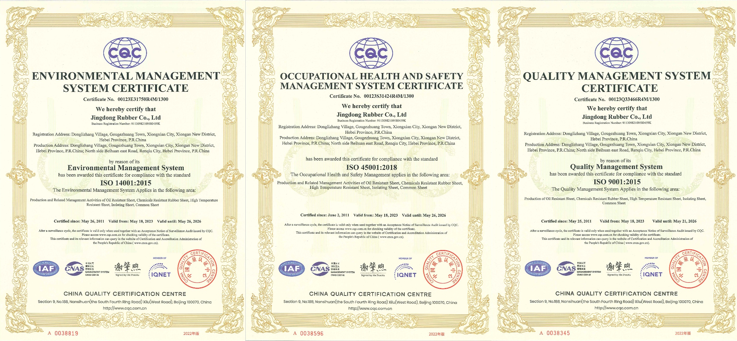 ISO 14001 & ISO 45001 certificates